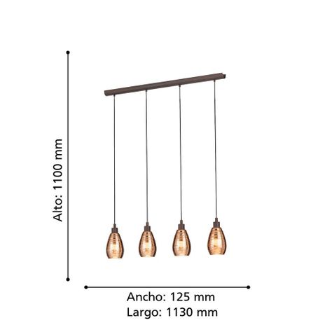 LAMPARA COLGANTE SIRACUSA ACERO CAFÉ E27 4X60W IP20 COD.39507-3