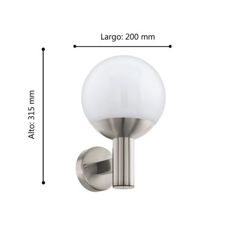 APLIQUE PARED NISIA-Z ACERO INOXIDABLE PLATEADO E27 1X9W IP44 COD.900265-2