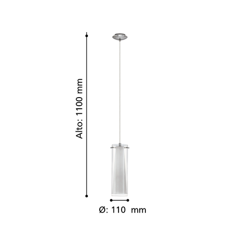 Lámpara Colgante Pinto Acero Cromo E27 1X60W cod.89832-2