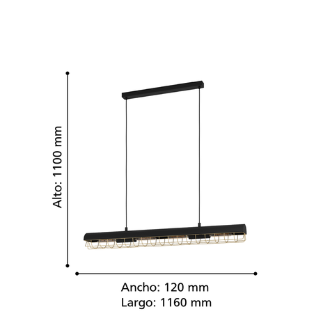 LAMPARA DE COLGAR ALFONSINE NEGRO E27 4X40W-2
