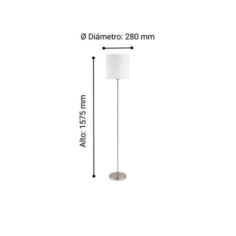Lámpara Pie Pasteri Acero Tela Blanco 1X60W E27 cod. 95164-5