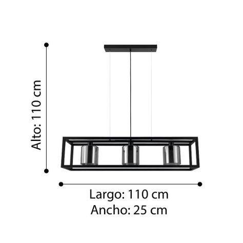 LAMPARA COLGANTE BRISLING ACERO NEGRO E27 3X60W IP20 COD.33985-2