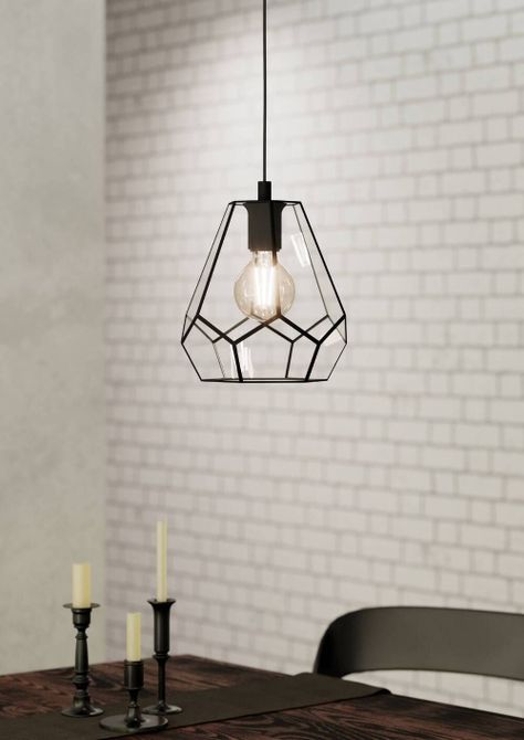 Lámpara Colgante Mardyke Acero Negro E27 1X40W IP20 cod.43643-1