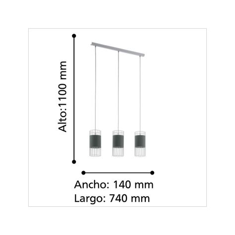Lámpara Colgante Norumbega Acero Blanco E27 3X60W IP20 cod.97955-2