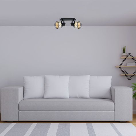 FOCO SOBREPUESTO TECHO ANWICK ACERO NEGRO E27 2X40W IP20 COD.43325-1