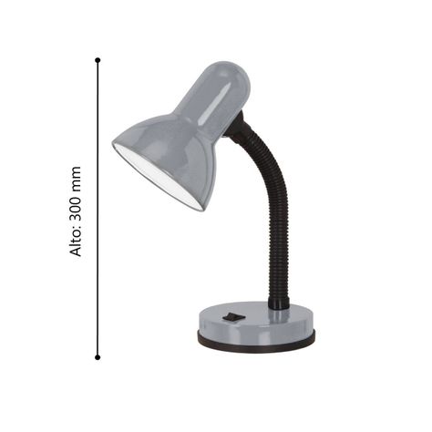LAMPARA ESCRITORIO BASIC ACERO PLATA 1X60W E27 COD.90977-2