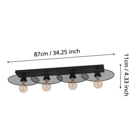 Lámpara de Techo Ikeston Acero E27 4X40W IP20 Cod.43729-2