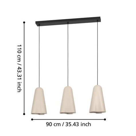 Lampara Colgante Tollerica Acero E27 3x40W IP20 Cod390364-3