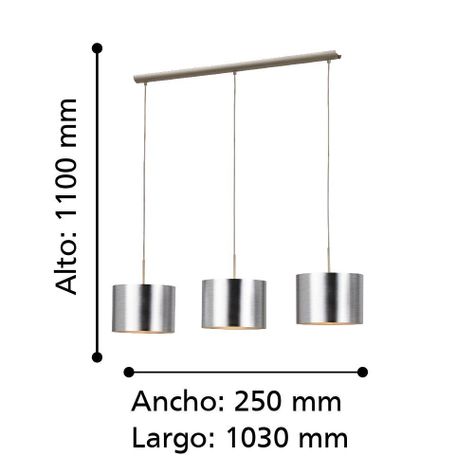 LAMPARA COLGANTE SAGANTO ACERO NIQUEL E27 3X60W COD.39353-2