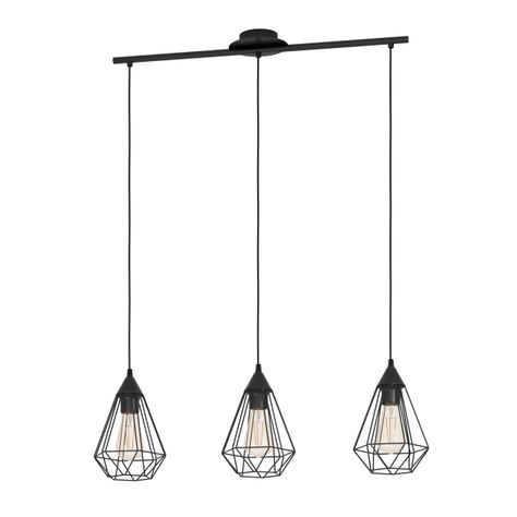 Lámpara Colgante Tarbes Acero Negro E27 3X60W cod.94189-3
