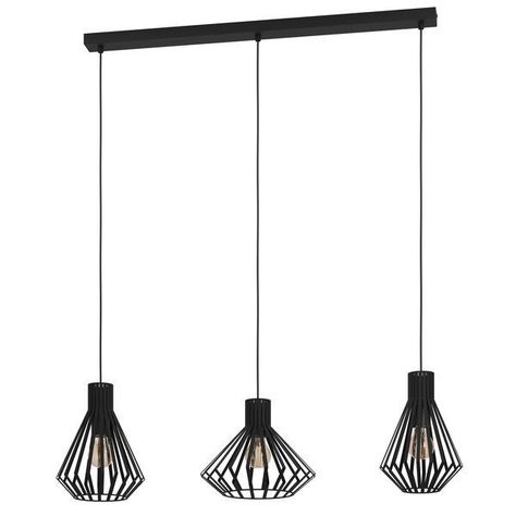 Lampara Colgante Basidano Acero Negro E27 3X40W IP20 Cod390125-0
