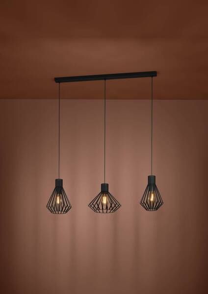 Lampara Colgante Basidano Acero Negro E27 3X40W IP20 Cod390125-1
