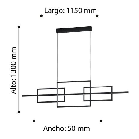 Lámpara Colgante Puebla Acero Negro LED 35W IP20 cod.39798-2