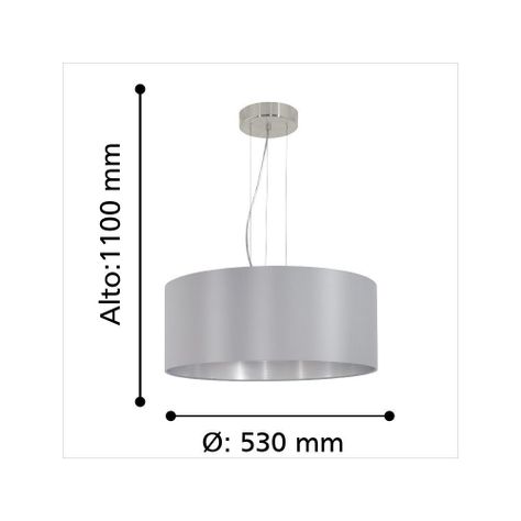 Lámpara Colgante Maserlo Acero Gris E27 3X60W COD.31606-3
