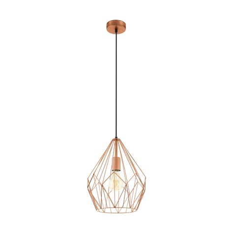 Lámpara Colgante Carlton Acero Cobre E27 1X60W Cod.49258-2