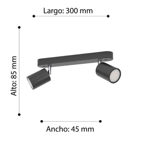 Lampara foco Reciso Acero negro GU10 2x5W IP20 Cod74007 -2