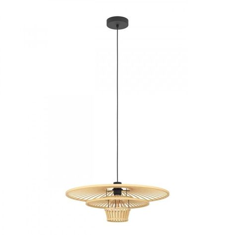 Lampara Colgante Lydney Acero Negro Naturañ E27 1X40W IP20 cod44012-0