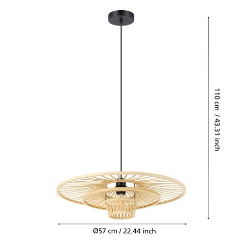 Lampara Colgante Lydney Acero Negro Naturañ E27 1X40W IP20 cod44012-3