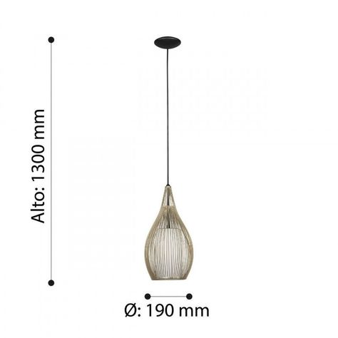 LAMPARA COLGANTE RAZONI  ACERO NEGRO E27 1X60W IP20 COD.206312-2