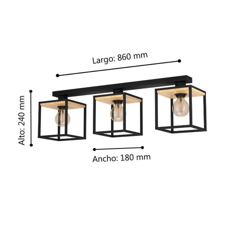 LAMPARA DE TECHO LIBERTAD NEGRO E27 3X40W-3