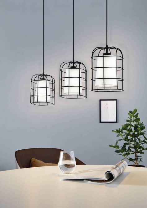 Lámpara Colgante Bittams Acero Negro E27, IP20, 3X28W cod.43355-1