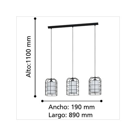 Lámpara Colgante Bittams Acero Negro E27, IP20, 3X28W cod.43355-2