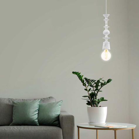 LAMPARA COLGANTE AVOLTRI MADERA PÁTINA BLANCA  1X60W COD49374-1