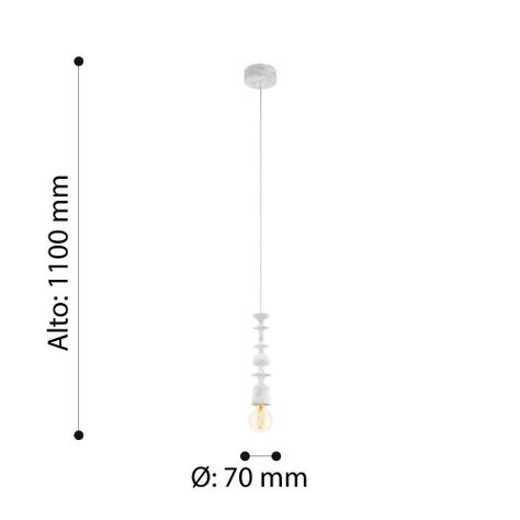 LAMPARA COLGANTE AVOLTRI MADERA PÁTINA BLANCA  1X60W COD49374-2