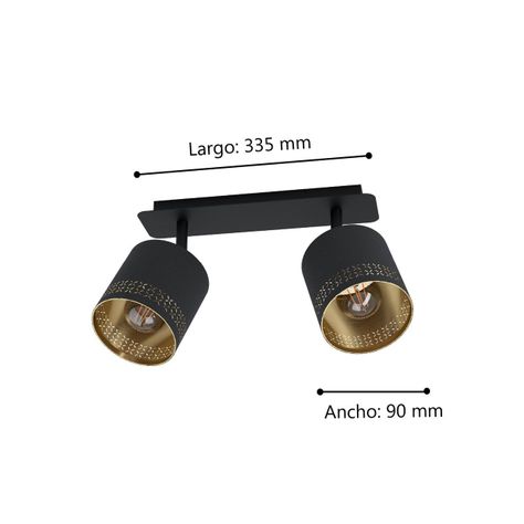 Foco Sobrepuesto Esteperra Negro 2X28W E27 Cod.99277-2