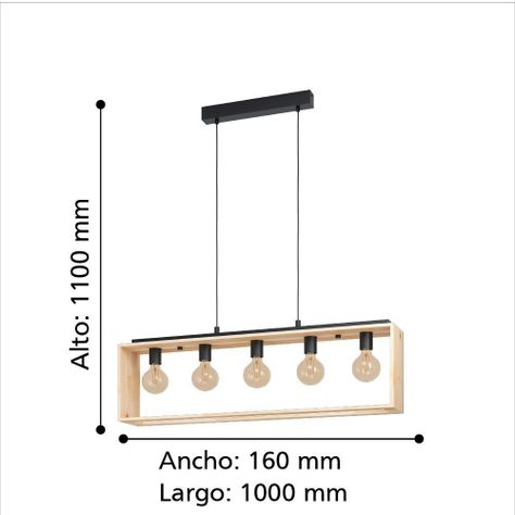 Lámpara Colgante Famboroug Acero Negro L1000 H1100 E27 5x40W Cod.43414-2