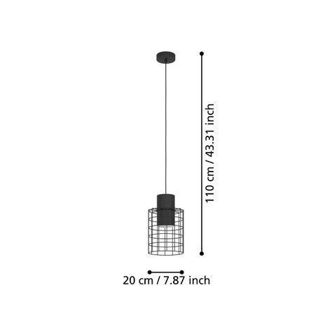 LAMPARA DE COLGAR MILLIGAN ACERO NEGRO E27 1X40W IP20 COD.43625-3
