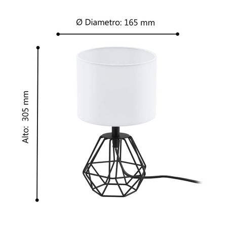 LAMPARA DE SOBREMESA CARLTON 2 NEGRO E14 1X60W cod 95789-2
