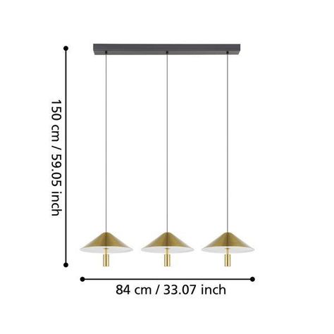 Lampara Colgante Paraguay Acero Negro 3X12W IP20 Cod.390272-3