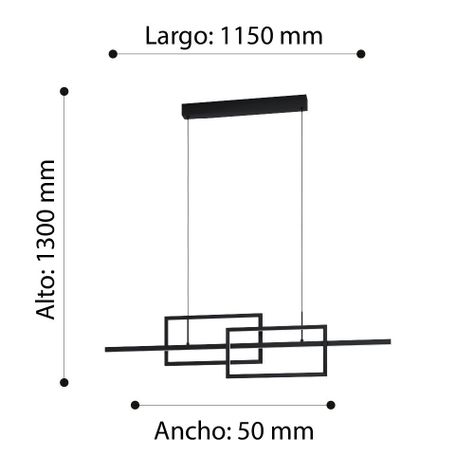 Lámpara Colgante Puebla Negro LED 28W COD.39797-2