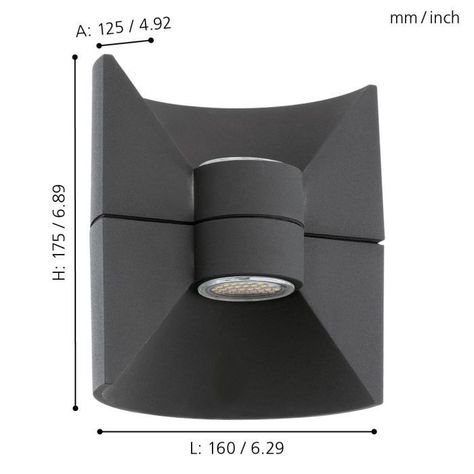 Aplique Antracita acero Redondo Negro Led 2X3W cod.93368-1