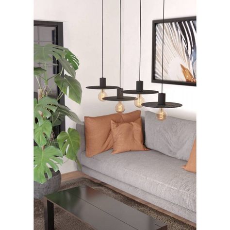 Lampara Colgante Ikeston Acero Negro E27 4X40W IP20 Cod43732-1