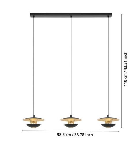 Lampara Colgante Niuvano Acero Oro GU10 incluye 3X5W IP20 Cod99663-3
