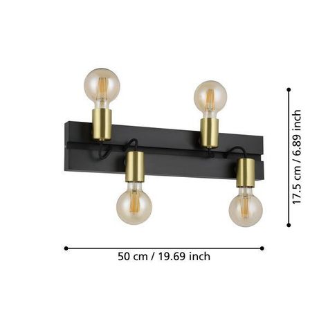 Lámpara Aplique Macchione  Acero Negro E27 4X10W IP20 Cod.900509-4