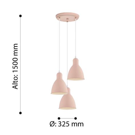 LAMPARA COLGANTE PRIDDY-P CASCADA ROSA PASTEL  3X60W COD49084-2
