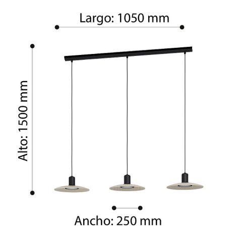 Lámpara Colgante Mayazes Acero Negro GU10 3X4,6W  IP20 cod.39912-2