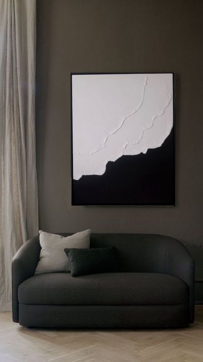 Cuadro decorativo Blanco y negro olas 90x70-6