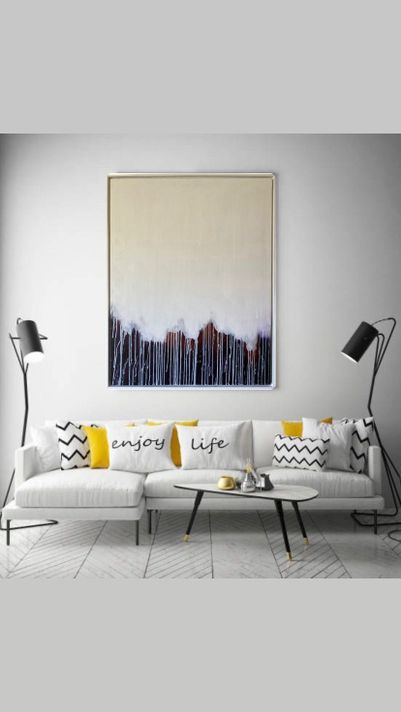 Cuadro decorativo abstracto blanco 90x70-5