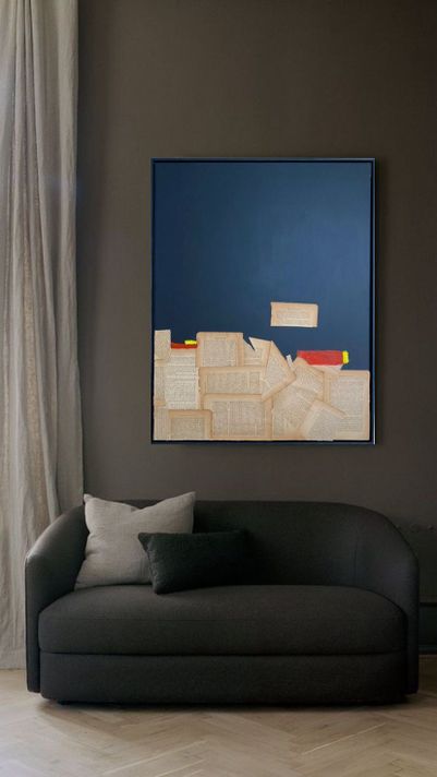 Cuadro decorativo collage negro 90x70-5