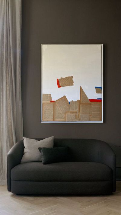 Cuadro decorativo collage blanco 90x70-4