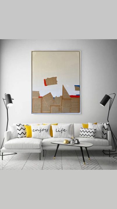 Cuadro decorativo collage blanco 90x70-5