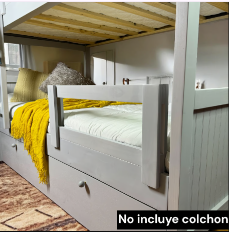 Camarote Flobal 1,5 Plazas + Cama Nido Auxiliar 100% Madera-1