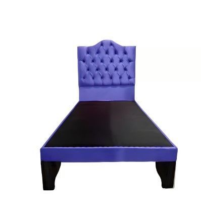 Cama 1,5 Plazas Ovalado, Incluye Base y Respaldo Azul Marino Flobal-0