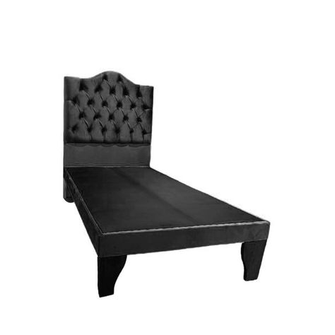 Cama 1,5 Plazas Ovalado, Incluye Base y Respaldo Negro Flobal-1