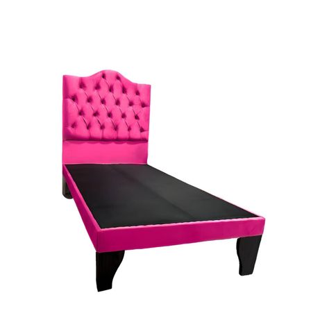 Cama 1,5 Plazas Ovalado, Incluye Base + Respaldo Fucsia Flobal-1