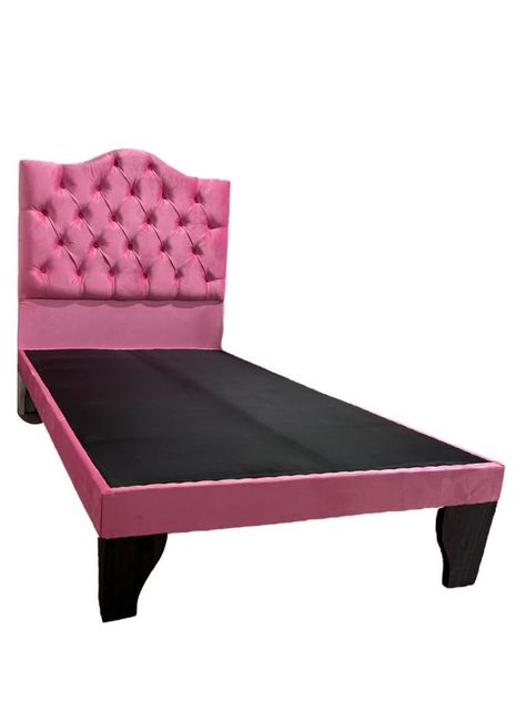 Cama 1,5 Plazas Ovalado, Incluye Base + Respaldo Rosado Flobal-1